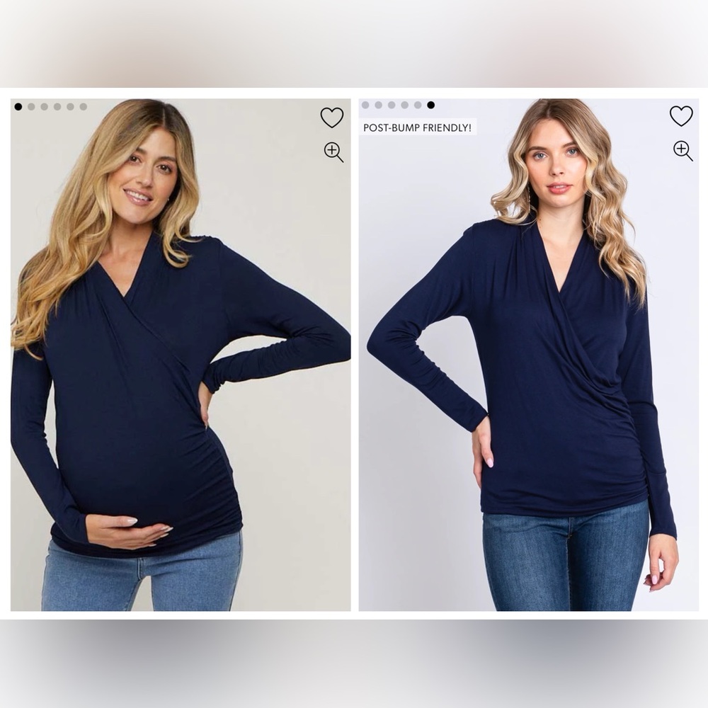 🥿👜 Pinkblush Navy Long Sleeve Wrap Maternity Nursing Top Size Medium 👜🥿